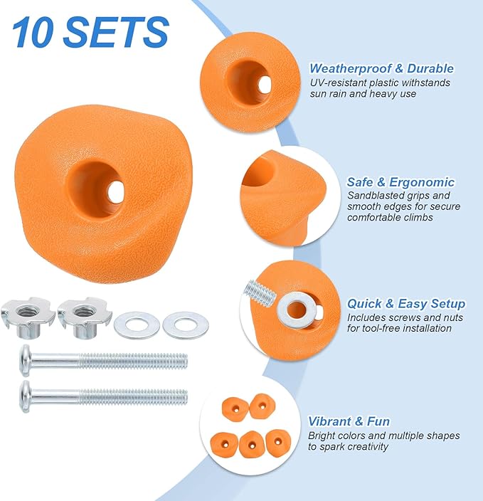 PATIKIL Rock Climbing Holds, Climbing Rock Wall Grips Play Set Climber Attachments with Single Holes for Playground