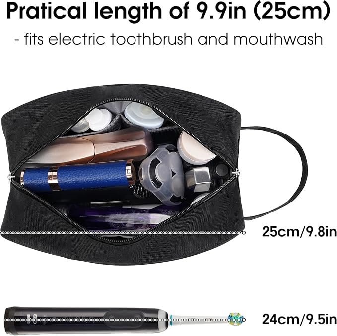 Narwey Travel Toiletry Bag for Women Traveling Dopp Kit Men Travel Bag for Toiletries Cosmetic Bag Makeup Bag Medicine Bag for Traveling (Black)