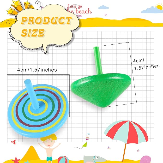 Aoriher Wood Spinning Tops for Kids, Colorful Wooden Gyroscopes Toy, Educational Kindergarten Toys, Rainbow Spin Tops for Games Party Favors Birthday Gifts(50 Pieces)