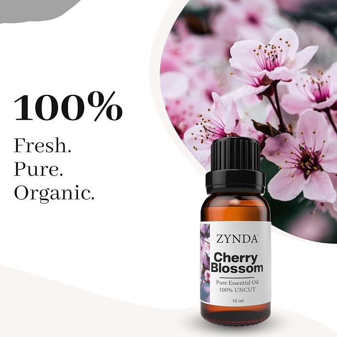 Cherry Blossom Essential Oil – Premium 100% Pure Essential Oils, Natural & Organic Extract for Aromatherapy, Relaxation & Skin Care – Authentic Cherry Blossom Oil with Captivating Floral Aroma, 10ml