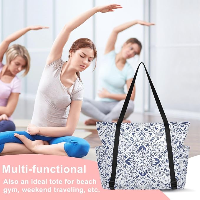 MCHIVER Yoga Bag for Women Men Large Yoga Mat Bag with Adjustable Strap Workout Bags Totes for Pilates Yoga Travel