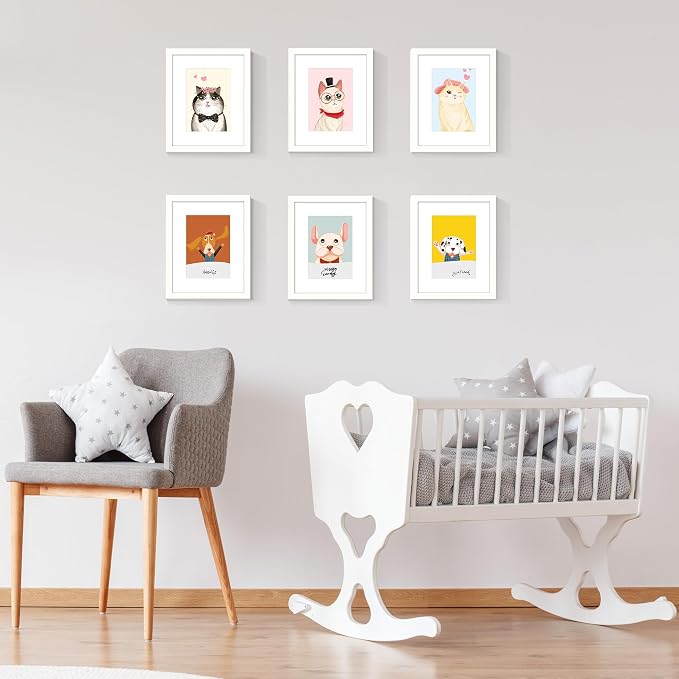 upsimples 8x10 Picture Frame Set of 10, Display Pictures 5x7 with Mat or 8x10 Without, Multi Photo Frames Collage for Wall or Tabletop Display, White | Fit 5x7 and 8 x 10 Photos, Wall or Tabletop Display, For Gallery Hallway Living Room, For Christmas ...