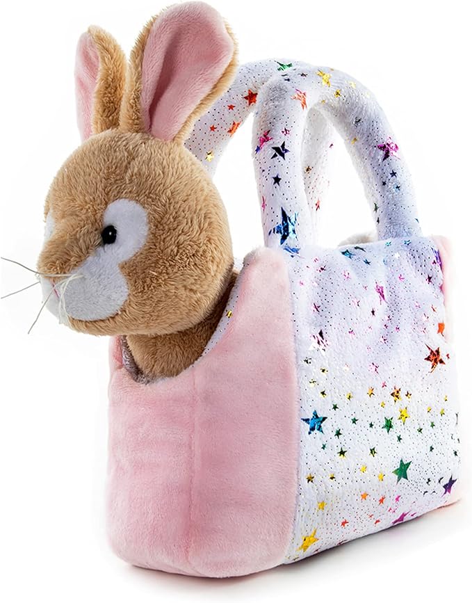 My OLi Plush Pet Set Pet Carrier Stuffed Animal Purse with Bunny and Sheep Plush Toy Gift for Kids and Girls