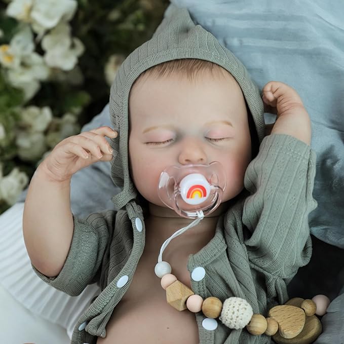 SCOM 20-Inch Reborn Baby Girl Doll, Soft Full Vinyl Body, Bathable & Poseable, Weighted Feel, Hand-Painted Details with Gift Box & Accessories, Ages 3+