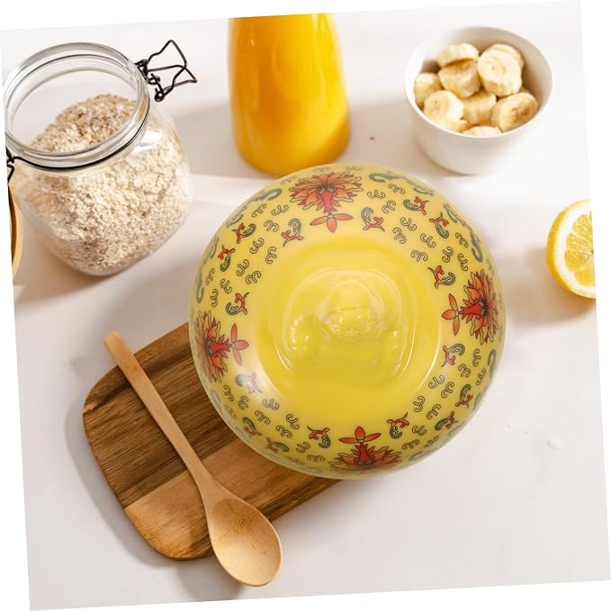 PRETYZOOM 1set Ceramic Soup Bowl with Lid Beautifully Decorated Stewing Pot for Soup Yogurt Desserts and More Convenient Design to Keep Hot and Protected for Home and Restaurant Use