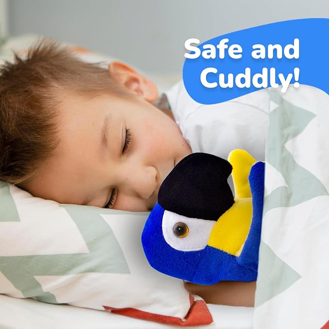 Blue Macaw (Parrot) - Reversible Stuffed Animal, Small Plushies - Soft & Cuddly Plushie - Sensory Toy, Eco Friendly, Educational - Egg to Blue Macaw - kids Pushies – Coloring TAG - Gift for All Ages
