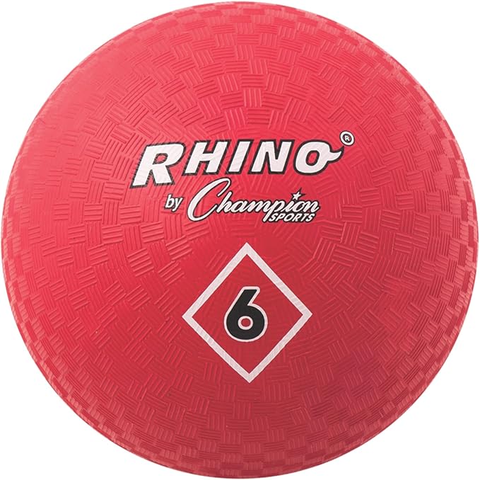 Champion Sports Playground Ball – High-Bounce 2-Ply Construction, Durable Red Ball for Throwing, Catching & Kicking - Multiple Sizes (5", 6", 7", 10", 13", 16")