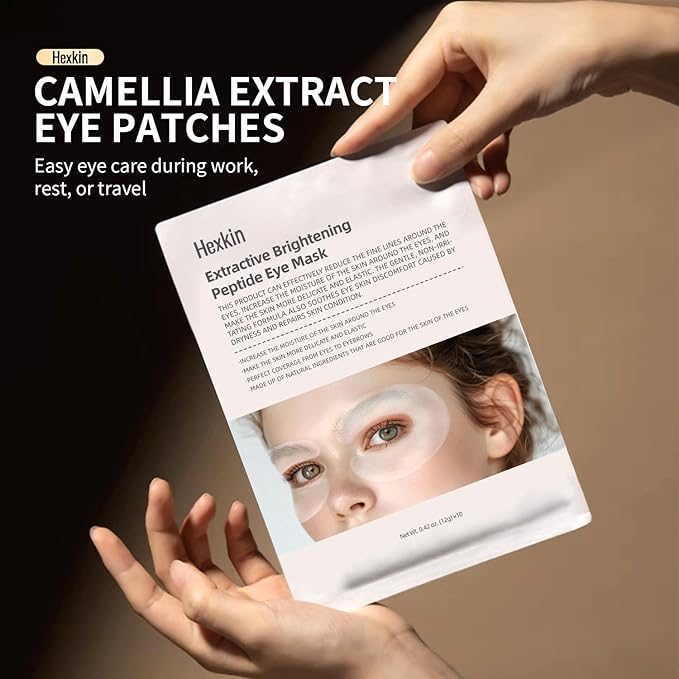 Eye Patches for Puffy Eyes and Dark Circles – Firming Collagen Eye Mask for Women, Under Eye Serum with Centella & Glutathione, Korean Skincare, U-Shape Design, 10 Pairs