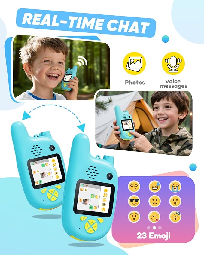 Video Walkie Talkies for Kids with Dual Cameras,2 Pack Rechargeable Kids Walkie Talkies Toys for Ages 3-9 Year Old Boy Girl, Birthday for 3 4 5 6 7 8 Year Old Boys Girls,Indoor&Outdoor