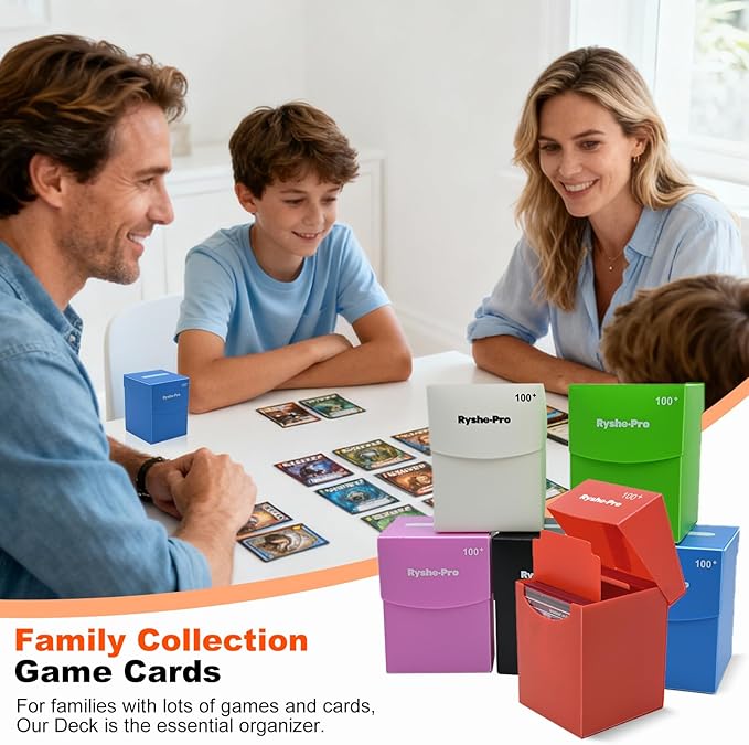6 Pack Large Card Deck Boxes with 12 Dividers & 1 Dice Bag, Fits 100+ Double-Sleeved Standard Game Cards, Bulk Trading Card Storage Organizer Plastic Cases for MTG TCG Sports Cards, Colorful