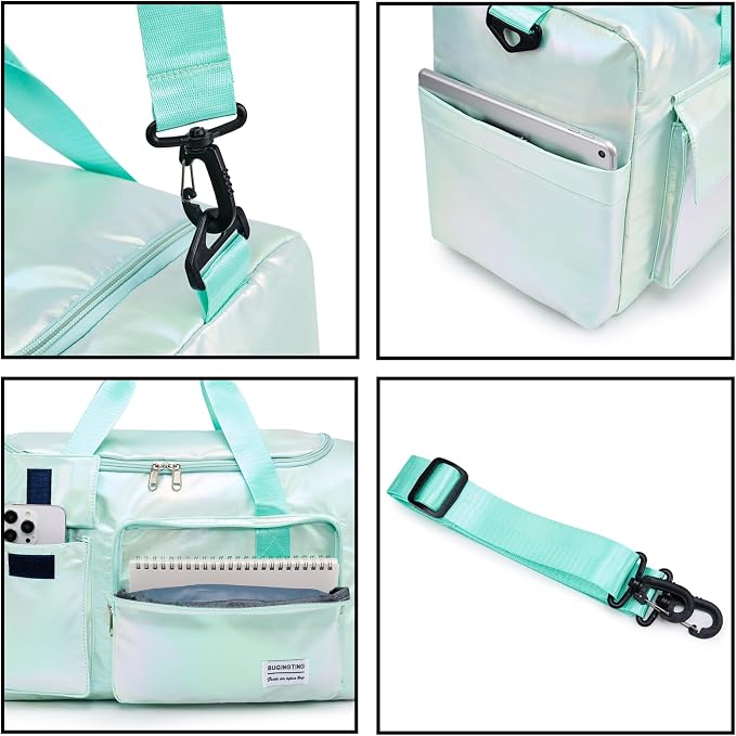 Small Gym Bag for Women, Travel Duffle Bag Carry On Weekender Bag with Shoe Compartment