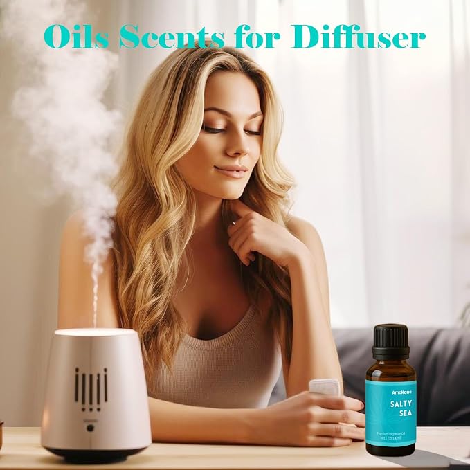 AmaKane Salty Sea Fragrance Oil, Beach Essential Oil for Diffuser, Summer Fragrance Oil for Candle Making, DIY Soap Making Scents, Diffuser Oils for Home, Aromatherapy Oils, 30ml