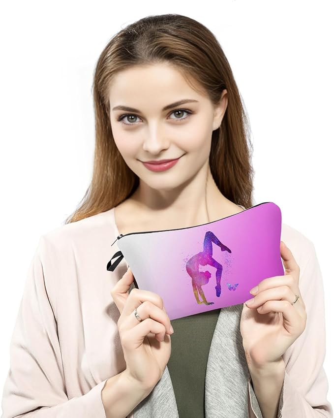 Gymnastics Gifts for Women Cheerleader Cosmetic Bag Makeup Bag Present for Gymnastics Lover Woman Sports Lovers Gymnasts Inspirational Gifts Gymnastic Coach Present for Women
