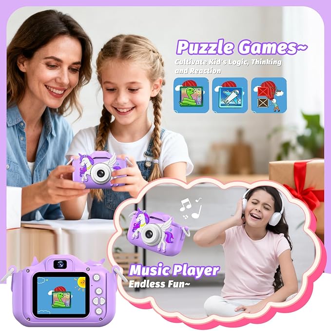Kids Camera Toy, masterbee Children Camera Toys for Kid Age 3-12, Christmas/Birthday Gifts for Girls, 1080P HD Video Kids Digital Camera, Gift for 3 4 5 6 7 8 9 10 11 12 Year Old Girl