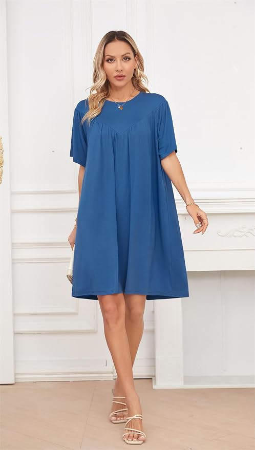 VintageClothing Nightgowns for Women Soft House Dresses Sleepshirts Short Sleeve Sleepwear Night Dress Moo Moo Nightgown