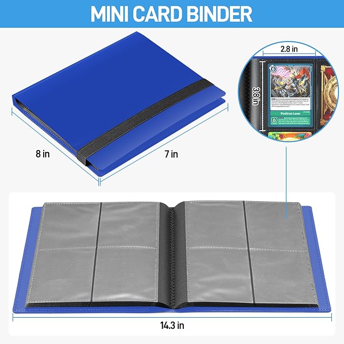 Card Binder, Upgraded 4 Pockets Trading Card Collection Binder for Cards, 160 Pockets Mini Card Book Holder Album - Dark Blue
