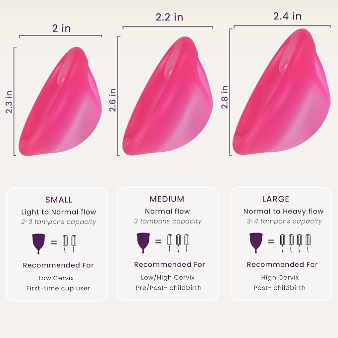 Ecoblossom Reusable Menstrual Disc - Menstrual Cup - Soft Period Disc for Women Designed with Tab, Medical-Grade Silicone Period Cup (Medium - Magenta)