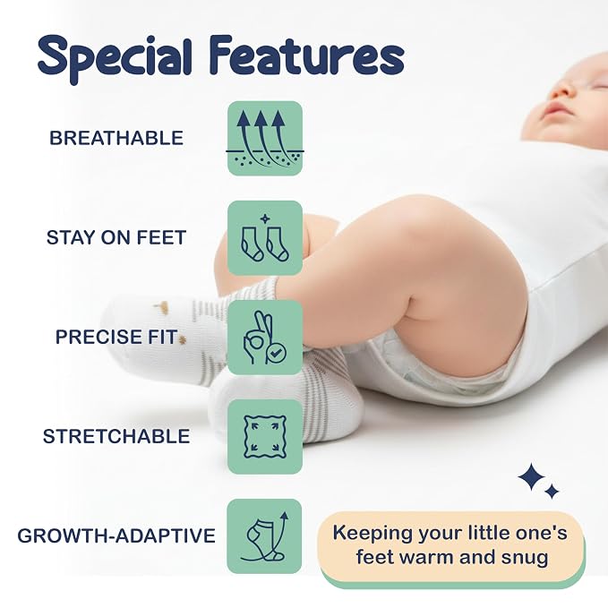 Mother's Choice Organic Cotton Baby Sock Shoes for Baby Girl and Boys 0-6 Months - 12 pairs Soft and Cozy Baby Socks, Gentle Newborn Socks, Perfect Infant Footwear for Comfort and Everyday Use