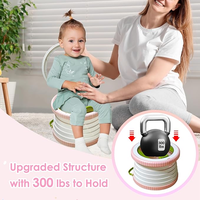 2025 Upgraded Portable Potty Training, Foldable Toilet,Travel Potty for Toddler, Apply to Seat Emergency Toilet for Camping, Outdoor, Car, Indoor, Including 3 rolls of garbage bags (White-Pink)