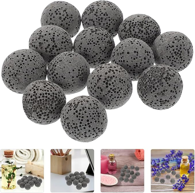 SEWACC 20pcs Volcanic Rock Aromatherapy Stones Essential Oil Diffuser Lava Stones for Home Office Fragrance and Air Purification