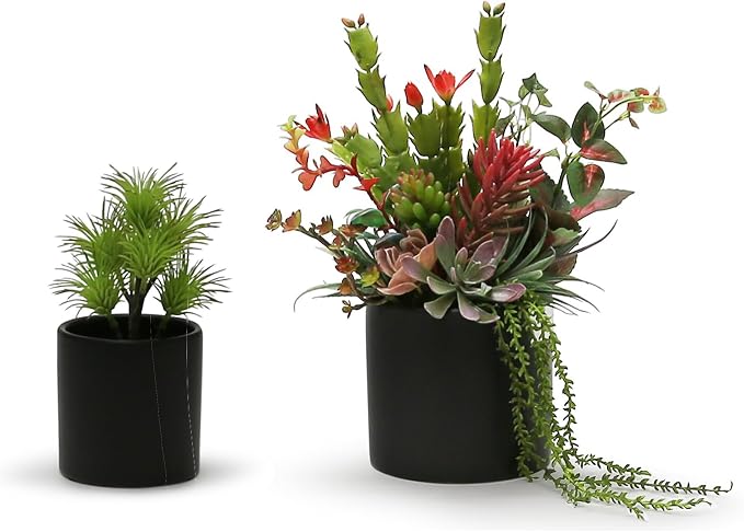 WGVI Matte Black Ceramic Cylinder Vase Width 5.5" Height 5", Flower Arrangements, Candle Holder, Terrarium Planter Pot, Storage Container Organizer, Pen Brush Holder, Home Tabletop Decor, 1 Piece