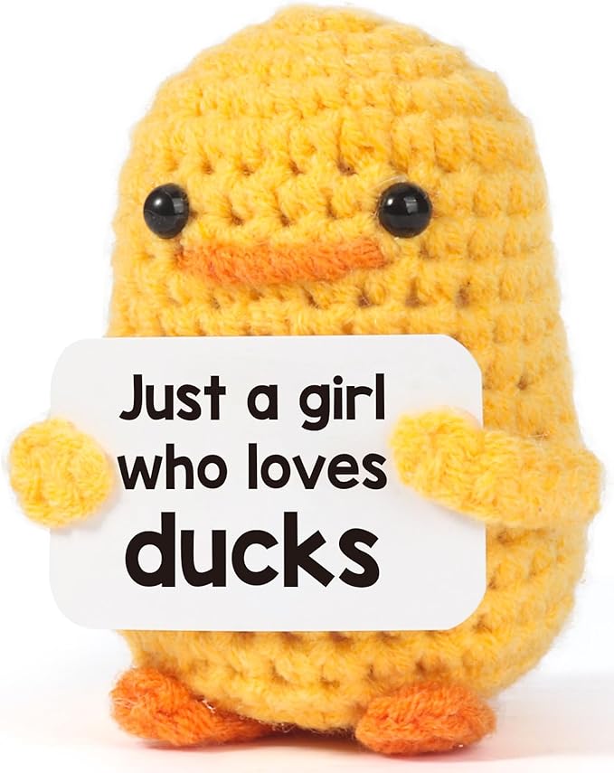 MBL Positive Duck for Girl Gifts - Funny Emotional Uplifting Support Inspirational Knitted Ducks Animal Stuff for Women Duck Lovers Birthday Christmas Stocking Stuffers Xmas Holiday Potato Pickle