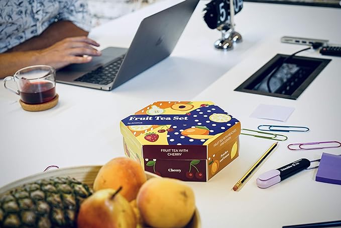 ACORUS Fruit Luxury Tea Set - Assorted Fruit and Herbal Teas Box, Tea Gift Set for Women and Tea Lovers, Large Variety Pack, 6 Flavor Sampler, 60 Bags