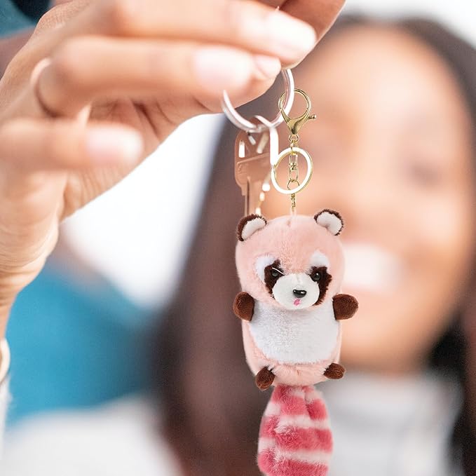 Raccoon Keychains Plush Stuffed Keychain Cute Soft Plush Raccoon Keychain Animal Pendant Toy Jewelry for Bag Purse