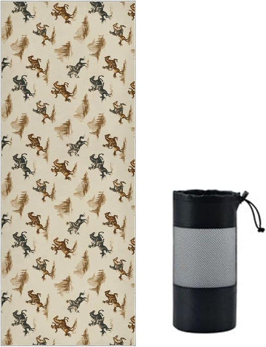 Cowboy Yoga Mat Towel 73 x 27 Inch Non Slip Soft Sweat Absorbent Hot Yoga Mat Towel for Pilates and Workout