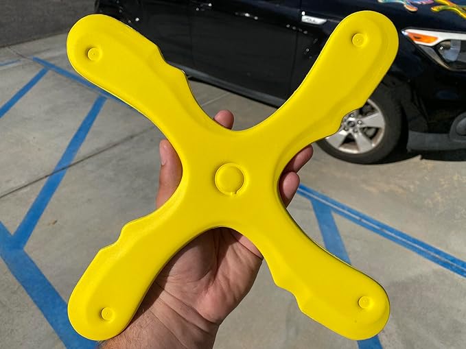 Kid-Friendly Boomerangs for Indoor or Outdoor Play, Colorful Designs, 25-30 Yard Flight Radius (Sedona - Yellow Boomerang - RH)