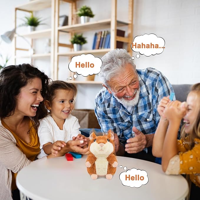 Talking Hamster - Stuffed Animals Toy for Kids 2 3 4 5 6 Year Old, Repeats What You Say - Toddler Interactive Plush Toys, Birthday Gifts for Boys Girls 2 Years and Up