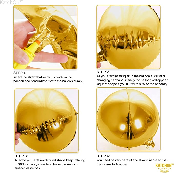 KatchOn, Big Gold Foil Balloon - 22 Inch, Pack of 6 | Gold Mylar Balloons for Golden Party Decorations | Metallic Gold Balloon Birthday Party Decor, Wedding, Gold Graduation Decorations 2026