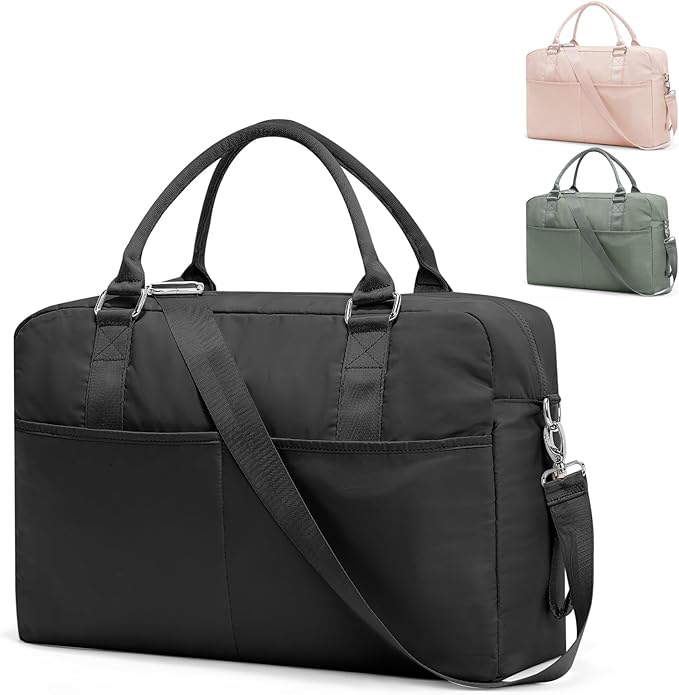 Gym Bag for Women,Travel Duffle Bag for Travel with Wet Pocket Weekender Overnight Carry On Tote Bag Luggage Bag with Trolley Sleeve Personal Item Travel Bag Hospital Diaper Bag Black