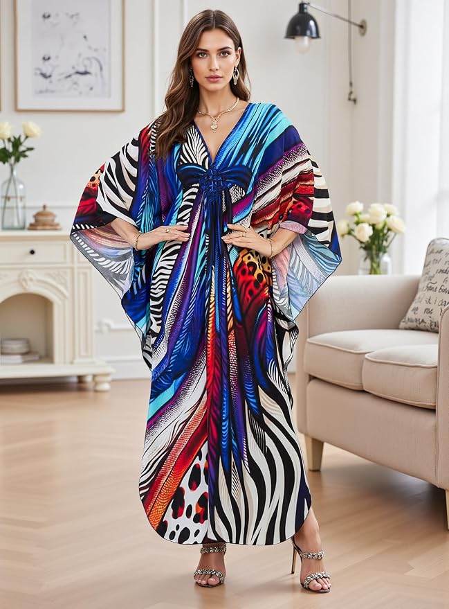 Mumu Dresses for Women Plus Size, Bohemian Kaftan Beach Cover Up Long Maxi Nightgown Soft Loungewear