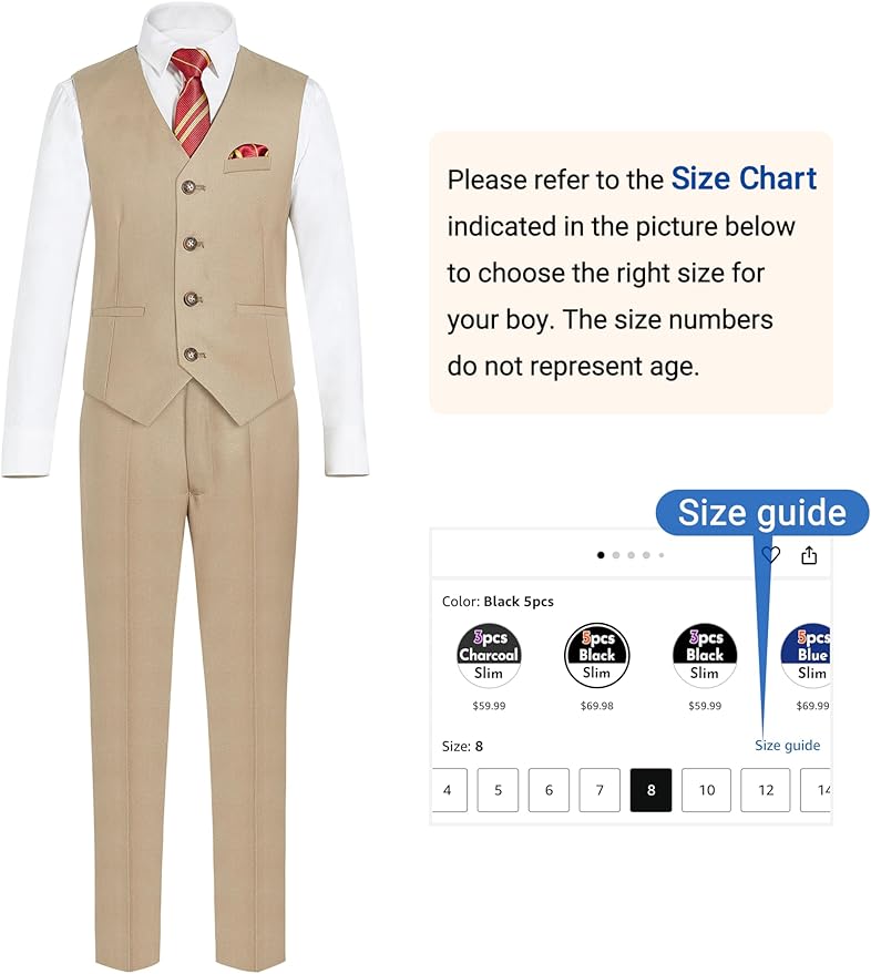 Happy Dolphin Boys Suit Set Modern Fit Kids Suits Adjustable Waist Boys Wedding Outfit for Boy Communion Suits for Boys