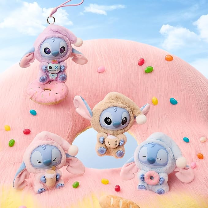 MINISO Disney Stitch Eat Something Before Sleep Collection Vinyl Plush Toy Surprise Box Figure Model Random Design Blind Box Toy Collectible Toy for Home Decor Birthday Gifts (Random One Figure)