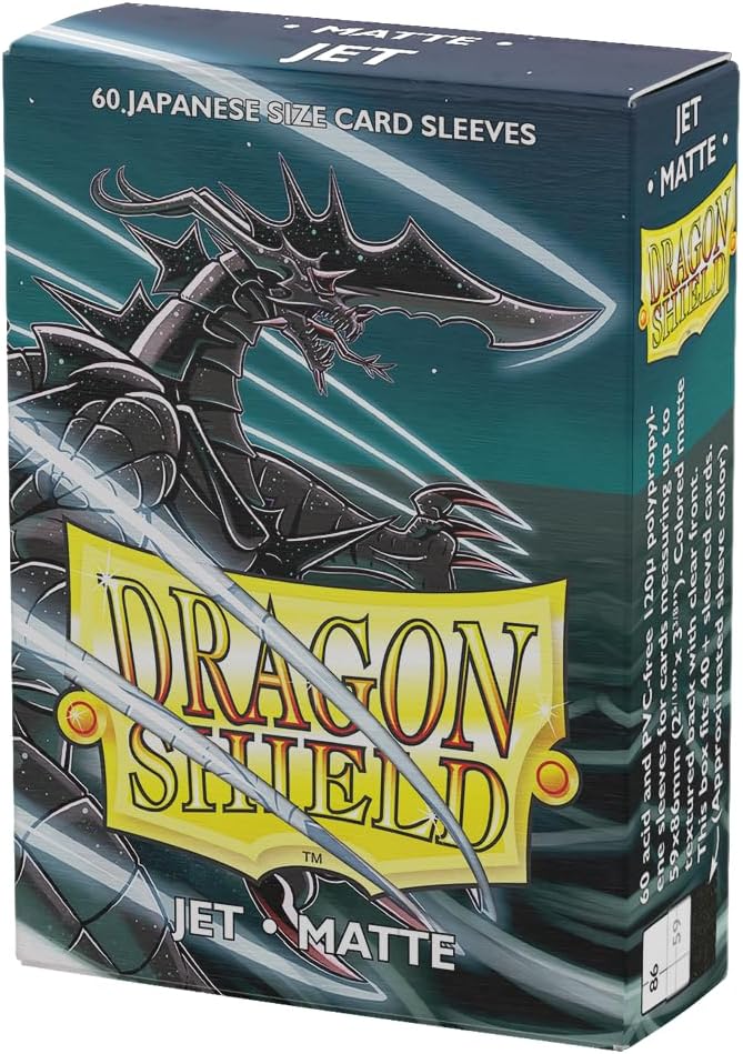 Dragon Shield | Japanese Size Card Matte Sleeves | 60 CT - Smooth & Tough Premium TCG Sleeves - Compatible with Yu-Gi-Oh, Naruto, Cardfight & Vanguard | Jet