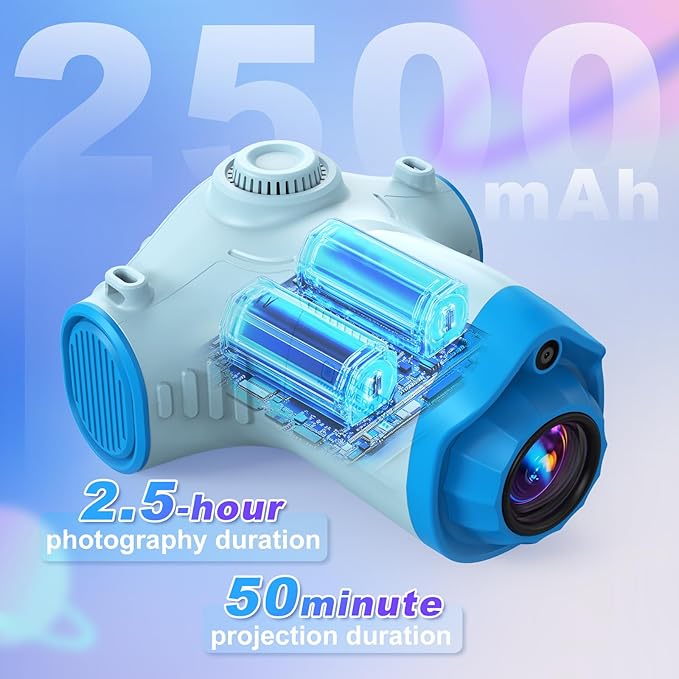 Kids Camera, Camera for Kids with Projector, Offers Projection, 48MP Photography, 1080p Video Recording, Kids Digital Camera Christmas Birthday Gifts for Boys Girls Age 3+ (Blue)