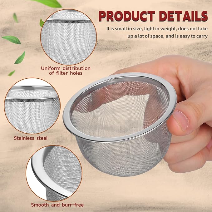 HOMSFOU 4 Pcs Tea Infuser, Stainless Steel Tea Filter, Extra Fine Mesh Loose Leaf Strainer, Large Heat Proof Reusable Teapot for Teapots, Mugs, Cups