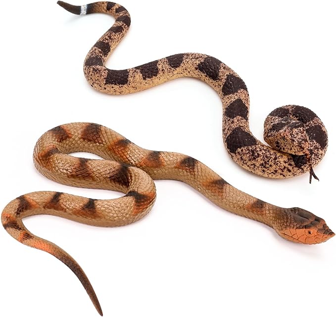 2 Pcs Realistic Rubber Snakes, Plastic Snakes, Prank Snake Toys for Party, Tricking People, Kids Playing, Garden Props Decorations, 14in