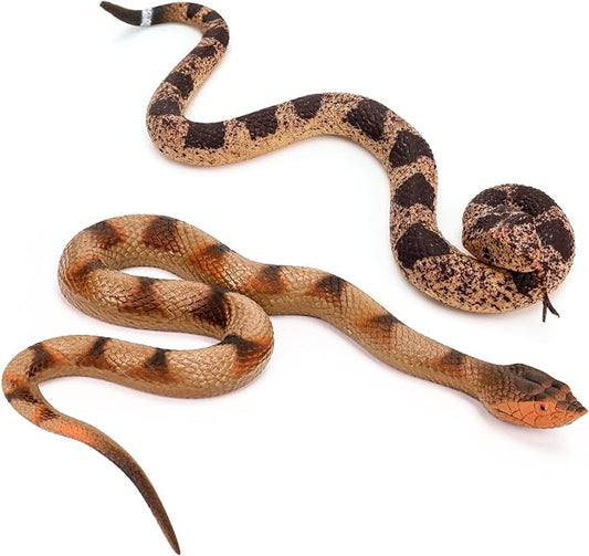 2 Pcs Realistic Rubber Snakes, Plastic Snakes, Prank Snake Toys for Party, Tricking People, Kids Playing, Garden Props Decorations, 14in