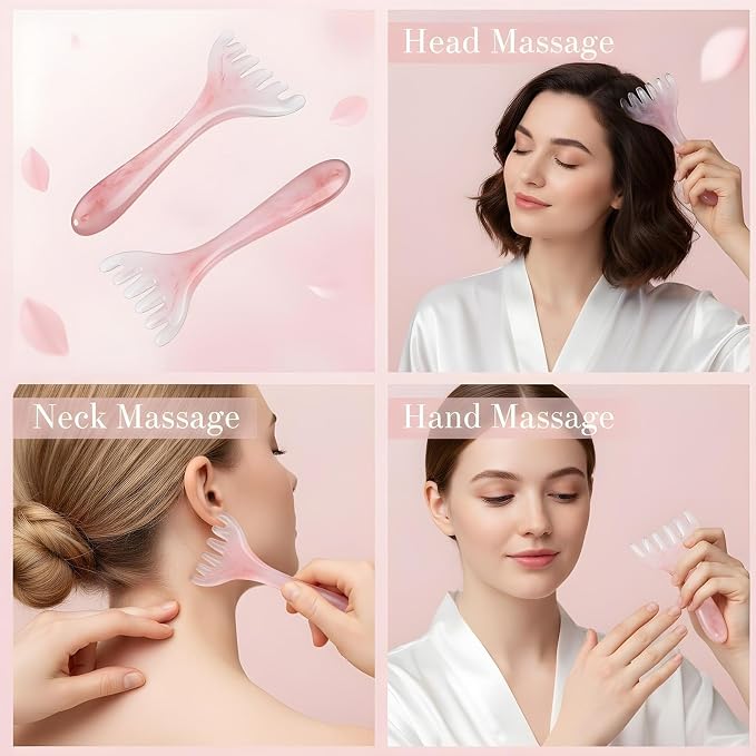 ElevateTech Head Massager Tool Scalp Comb, 2Pcs Head Massager Comb and Six Claw Manual Hair Scalp Massagers Gua Sha Tool