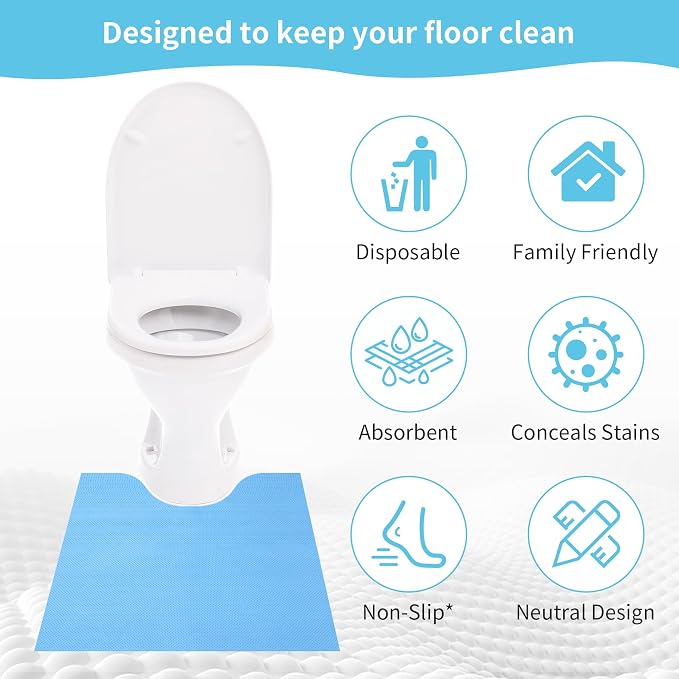 25 Pack Disposable Toilet Mats for a Hygienic & Stress-Free Everyday Home Bathroom Experience,Toilet Floor Protector from Urine,Disposable Toilet Floor Mat for Urine