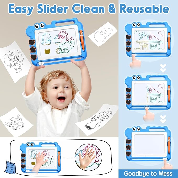 AiTuiTui Magnetic Drawing Board Toddler Toys with Legs for 2 3 Year Old Girls Boys, Sketch Writing Doodle Pad Age 2-4 Travel Games, Educational Learning Kids Toys for Toddlers Birthday (Blue)