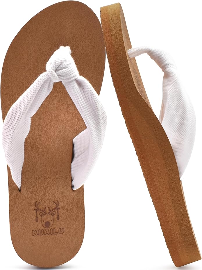 KuaiLu Flip Flops for Women with Arch Support Yoga Mat Comfortable Summer Beach Walking Thong Cushion Sandals Slip On Indoor Outdoor