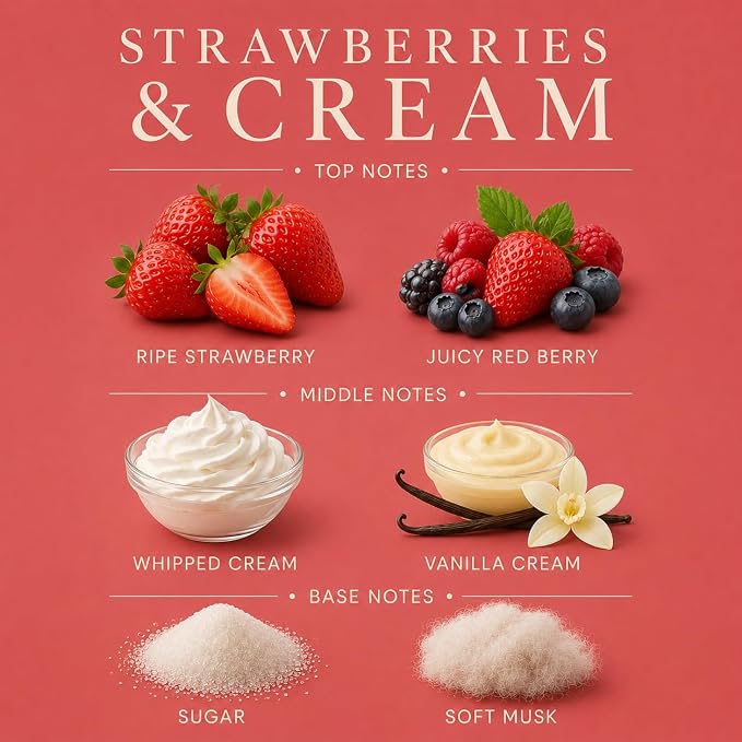 Strawberries & Cream Affinati 10 oz Scented Candle for Home – Long Lasting Fruity Soy Blend Candle with Wooden Wick, Strong Scent Throw Glass Jar Candles, Premium Clean Burning Aromatherapy Gifts