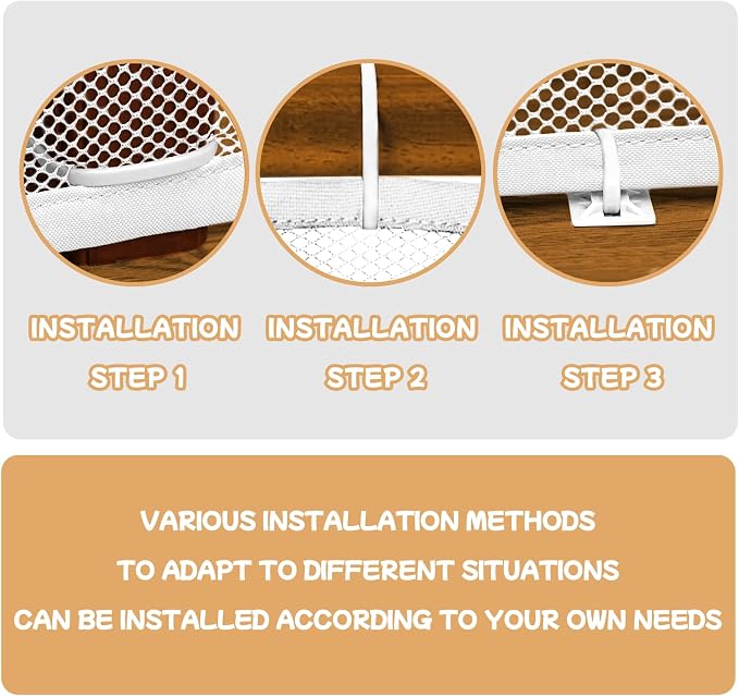 Banister Guard & Balcony Netting - 10ft x 3ft, Stair Rail Net for Baby & Small Pets - White