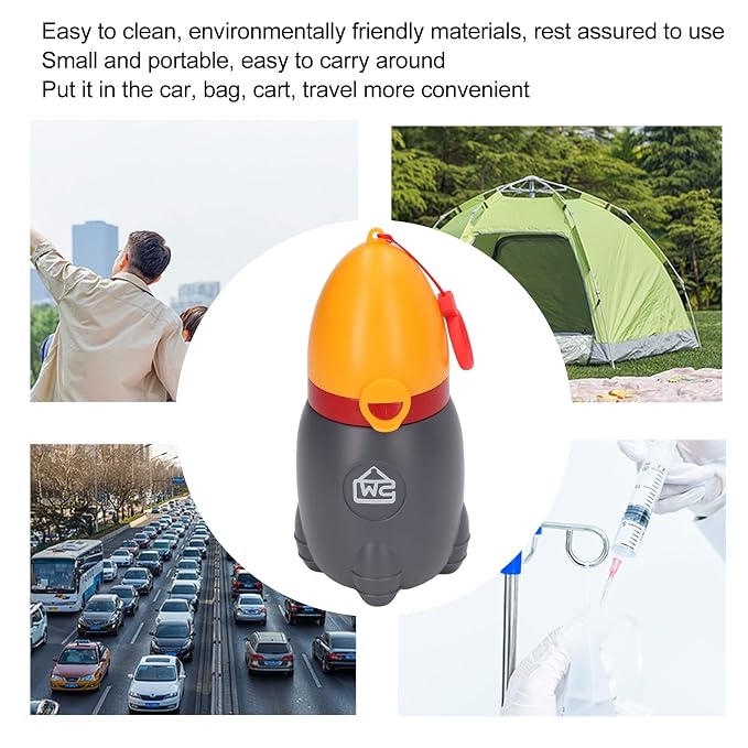 SUNGOOYUE Portable Baby Urinal Leak Proof Travel Potty PP TPE Silicone Triple Seal 19 X 8cm Emergency Car Toilet for Boys Toddler Potty Training Road Trips Outdoor Use (Vibrant Orange)