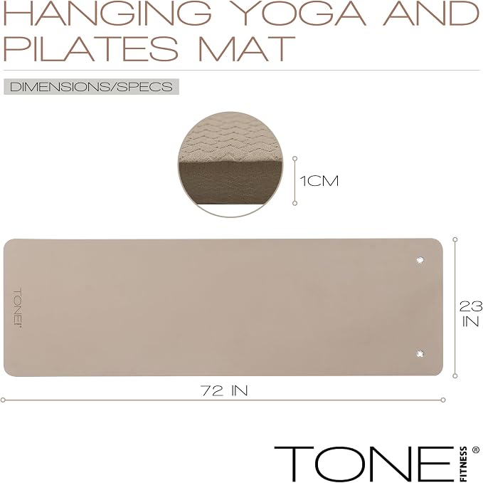 TONE Fitness Hanging Yoga Mat, Pilates Mat, Exercise Mat for Home Workouts with Carry Strap | V Pattern | Multiple Colors