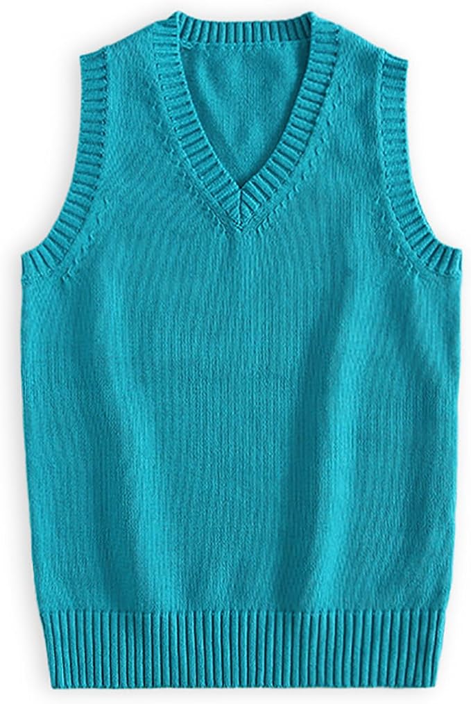 jinghuiyue Women’s V Neck Sweater Vest School Uniform Solid Color Sleeveless Knit Sweaters Pullover Tank Tops